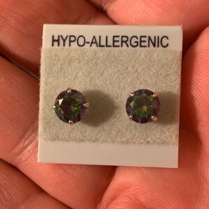 Multi Color Cz Stud Earrings
